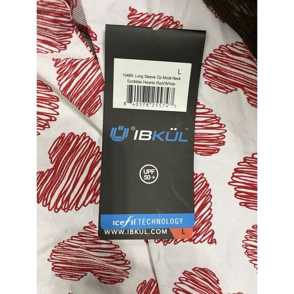 NEW IBKUL Scribble Hearts Print Long Sleeve Top - Red & White - Size Large RARE - Picture 8 of 12